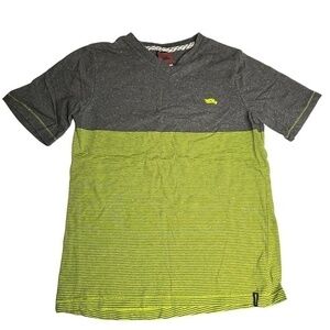 Tony Hawk Boys Top Size M 12 Lime Green and Gray V Neck Short Sleeve Tee Shirt